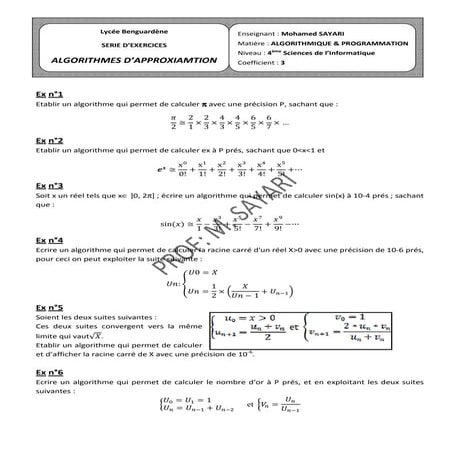 Serie algos approximationx