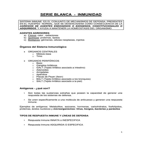 Serie blanca e  inmunidad