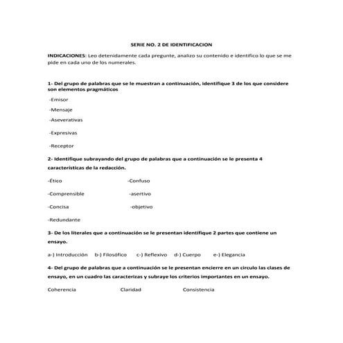 Series de evaluación de estudio lingüístico del español 