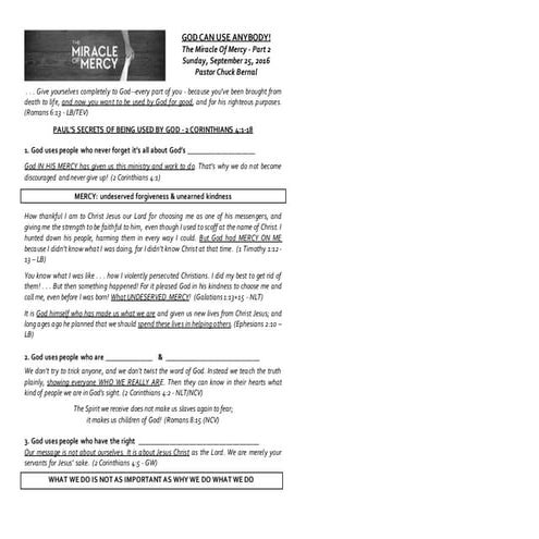 The Miracle of Mercy - Part 2 - God Can Use Anybody