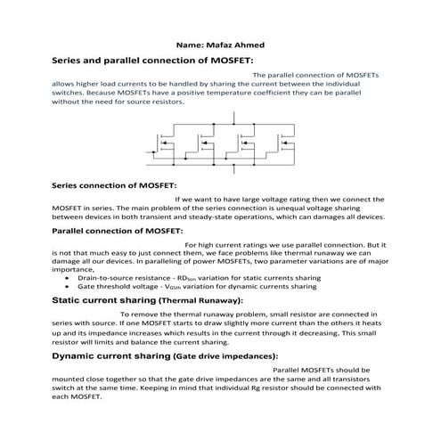 Series and parallel connection of mosfet
