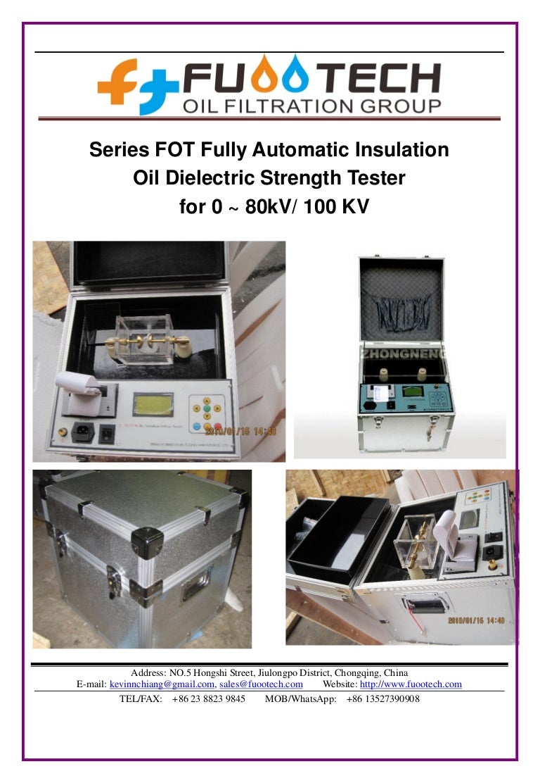 Series FOT Fully Automatic Transformer Oil Dielectric Strength Tester