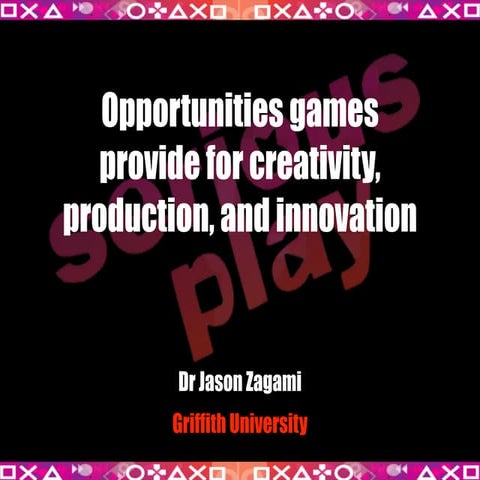 Opportunities games provide for creativity, production, and innovation