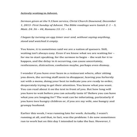 Actively Waiting in Advent