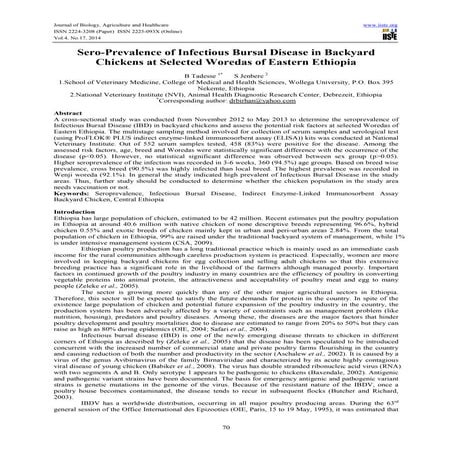 Sero prevalence of infectious bursal disease in backyard chickens at selected...