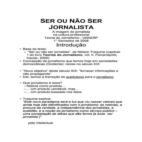 Ser ou não ser jornalista