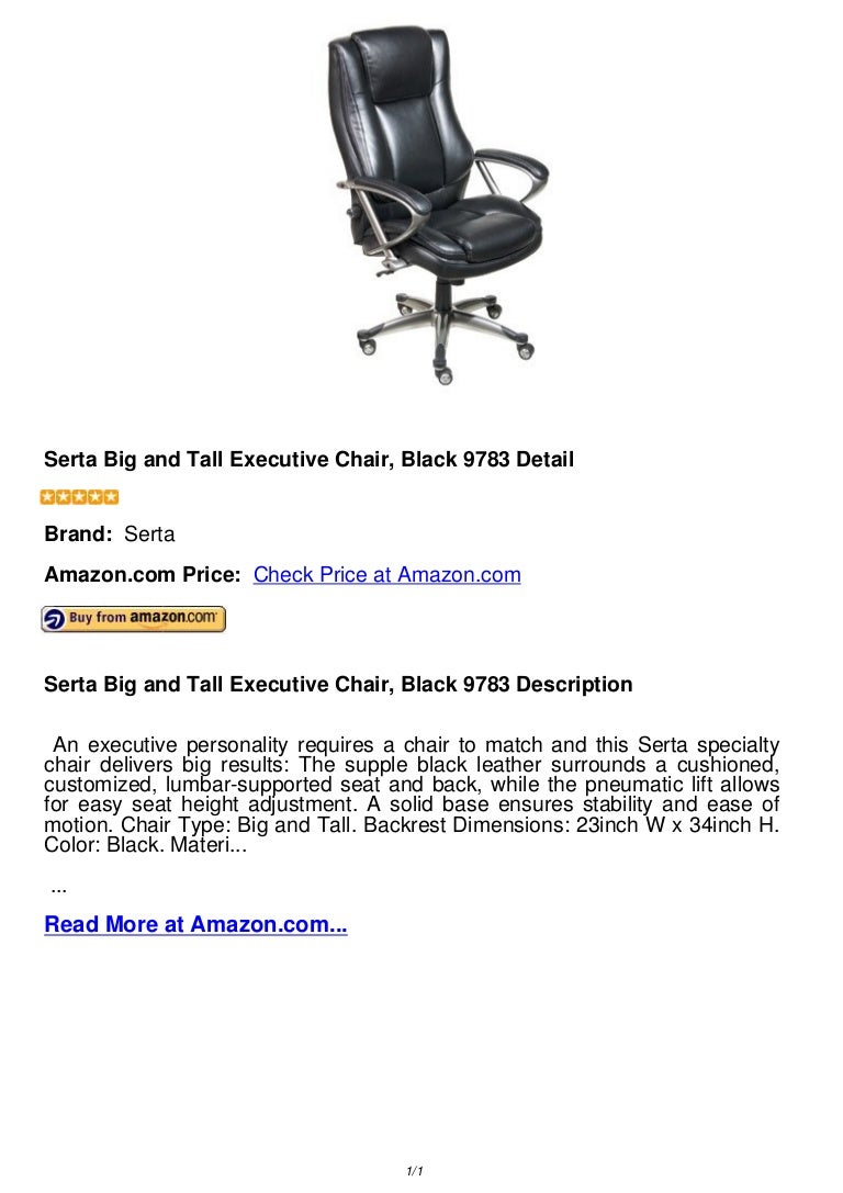 Serta Big And Tall Executive Chair Black 9783