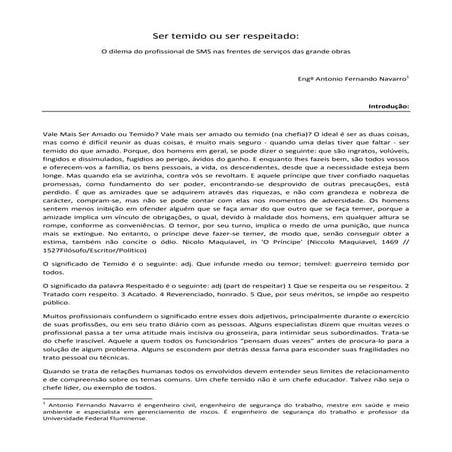 Ser temido ou ser respeitado | PDF