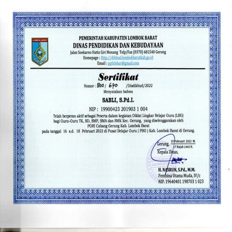 SERTIFIKAT Persatuan guru republik indonesia