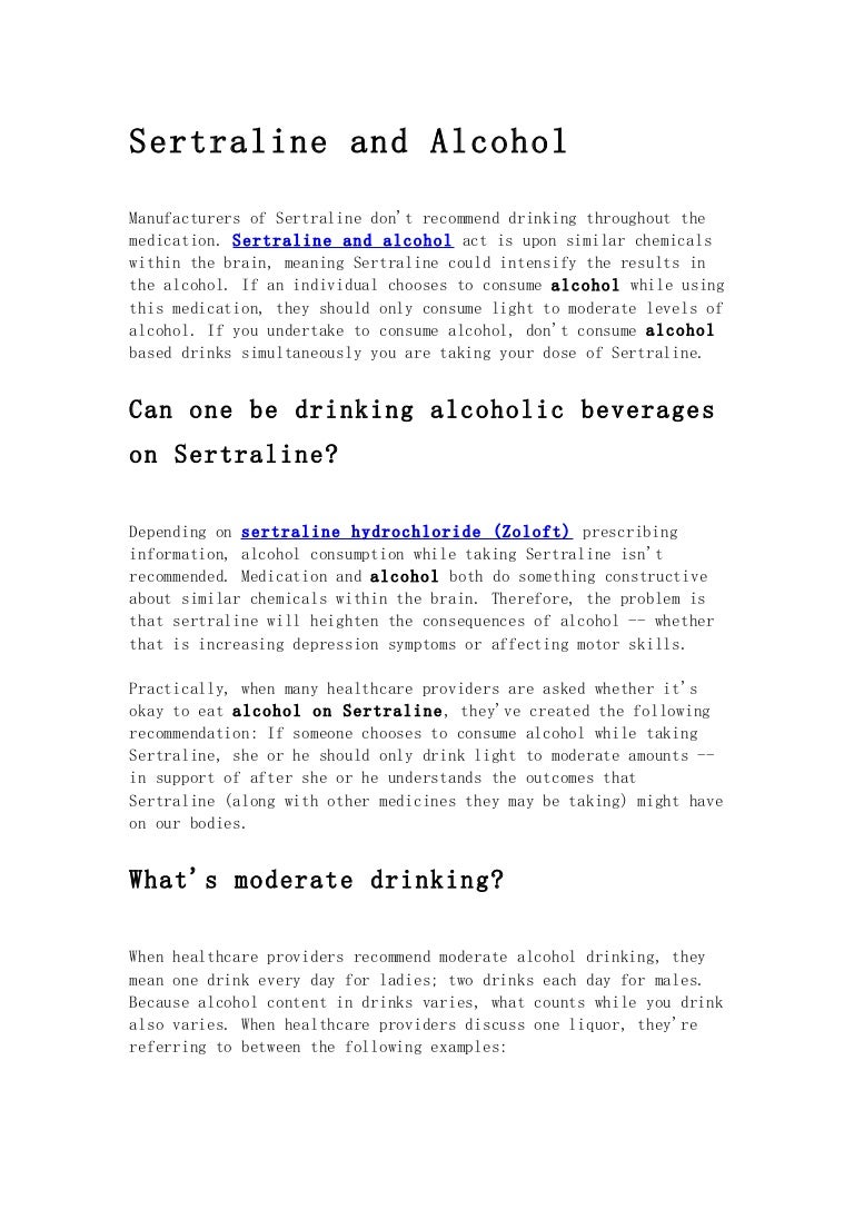 Sertraline and alcohol