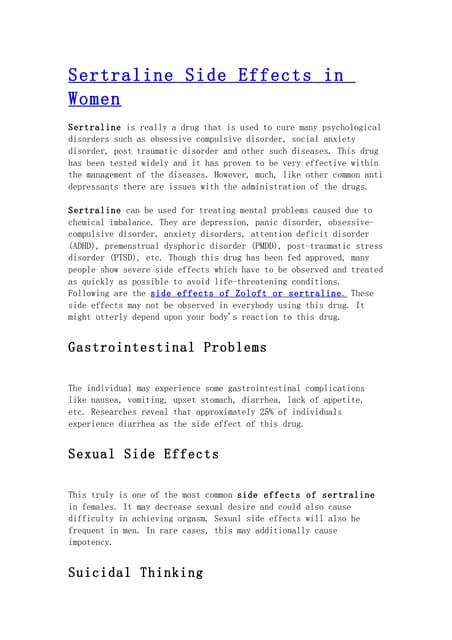 Sertraline side effects in children
