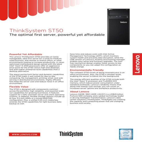 ThinkSystem ST50 DataSheet | PDF