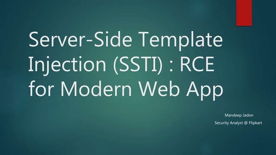 Basics of Server Side Template Injection PPT Basics of Server Side Template Injection PPT
