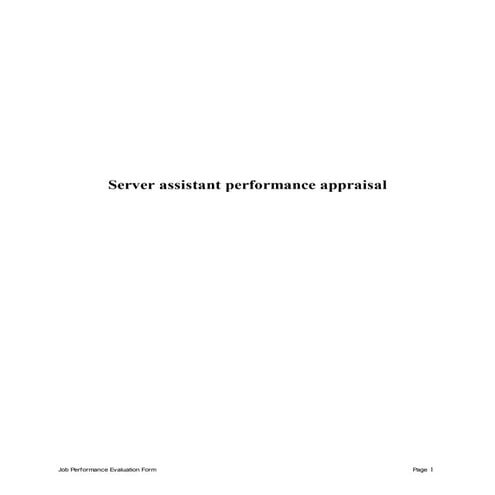 Server assistant perfomance appraisal 2
