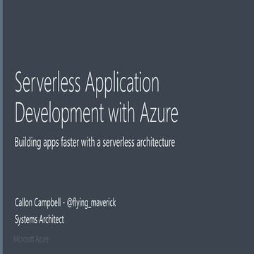 Serverless Application Development with Azure | PPT