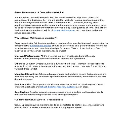 Server Maintenance: A Comprehensive Guide
