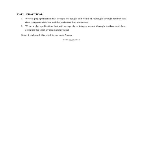 PHP Practical Exercises: Calculating Rectangle Area, Perimeter, and ...