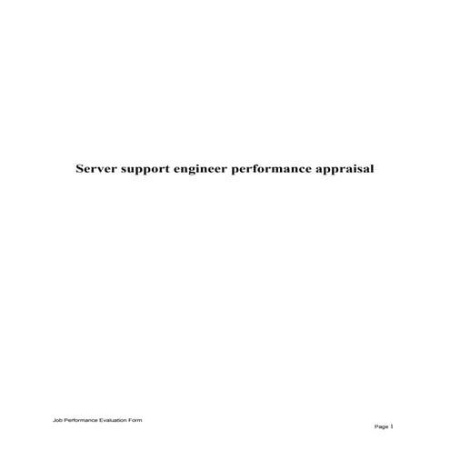Server support engineer performance appraisal