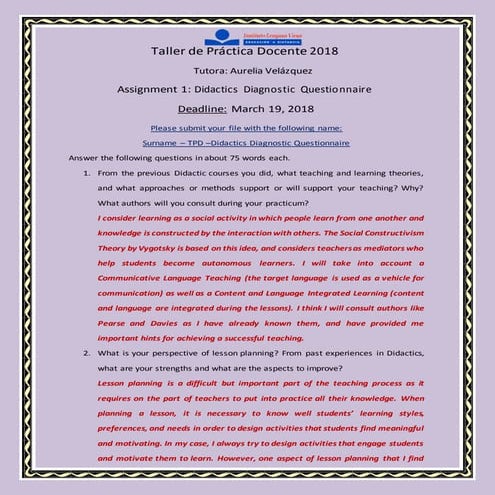 Didactics diagnostic questionnaire