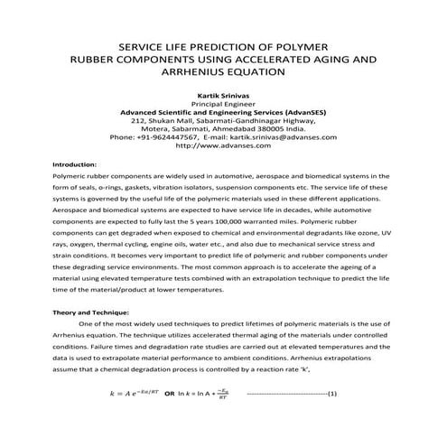 Service life-prediction-arrhenius-accelerated-aging