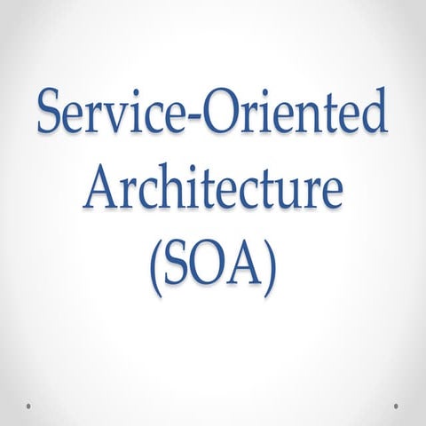 SOA (hands-on exercise w.r.t Oracle included)