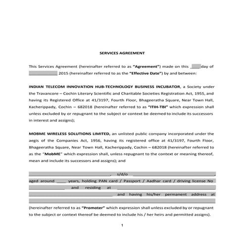 Legal Agreement with Founders