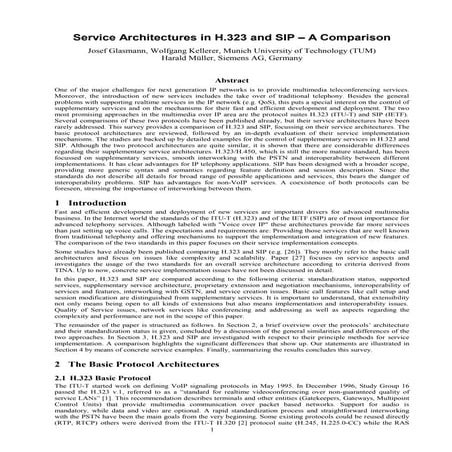 Service Architectures in H.323 and SIP – A Comparison 