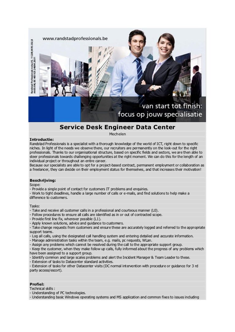 Service desk engineer data center