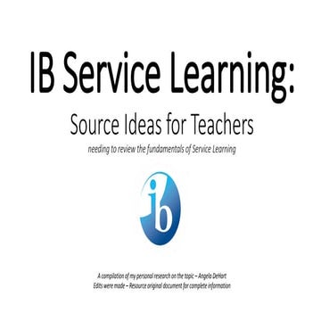 IB Service Learning - How to for First Timers