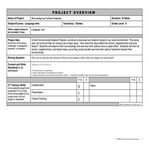 Service learning project pbl