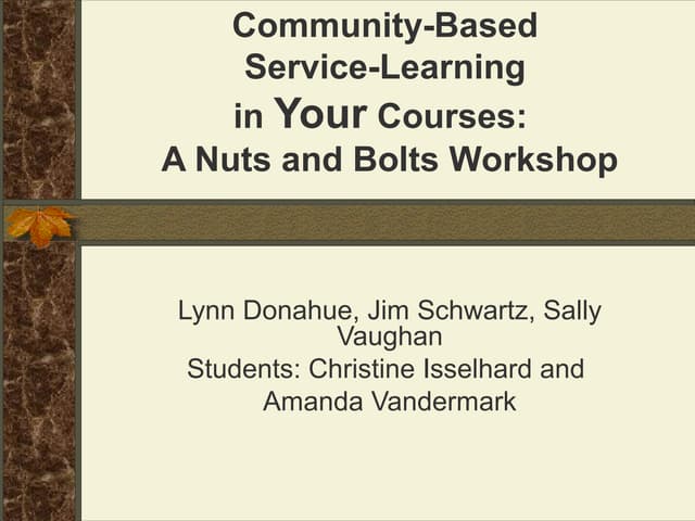 Servicelearning workshop