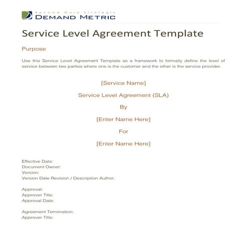 Service Level Agreement Template
