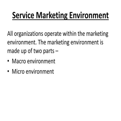 Service marketing environment