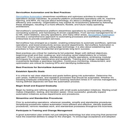 ServiceNow Automation and its Best Practices.pdf