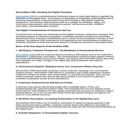 ServiceNow CSM: Handling the Digital Transition