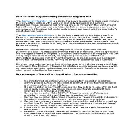 Build Seamless Integrations using ServiceNow Integration Hub 