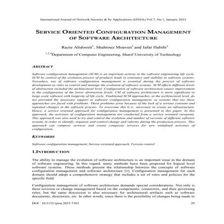 Service oriented configuration management of ‎software ‎architecture