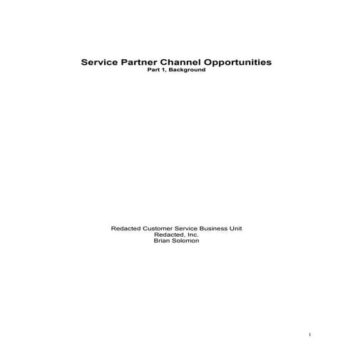 Service Partner Channel Opportunities