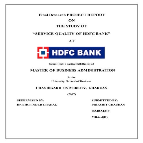 Service quality hdfc bank at hdfc