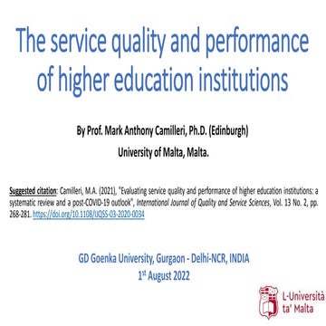 Service quality in higher education - Camilleri.pptx