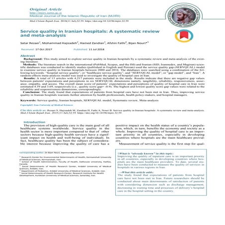 Service Quality of Hospitals Review | PPT