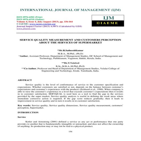 Service quality measurement and customers perception about the services of su...