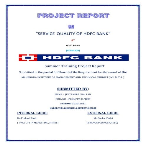 Service quality of hdfc bank