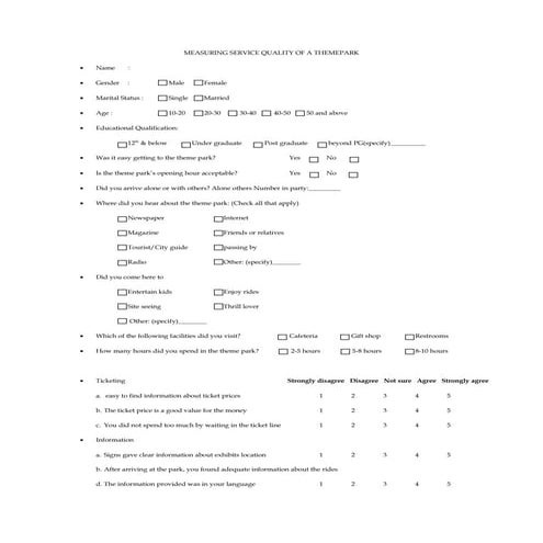 Sample Questionnaire - service