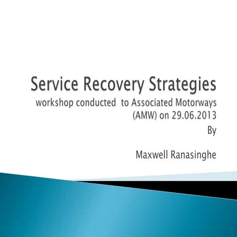 Service recovery strategies