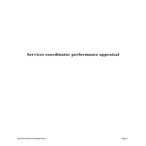 Services coordinator performance appraisal