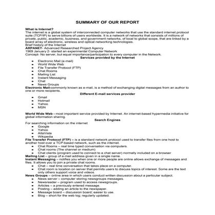 Services provided by the internet