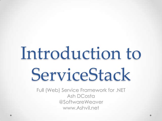 Introduction to ServiceStack