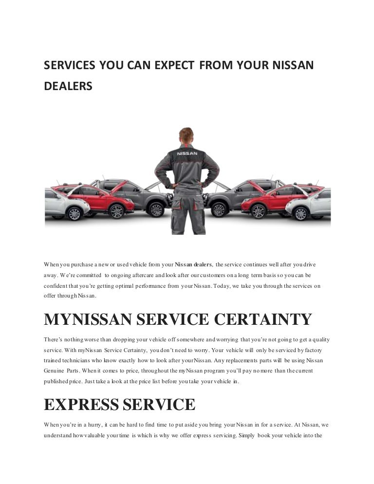 SERVICES YOU CAN EXPECT FROM YOUR NISSAN DEALERS
