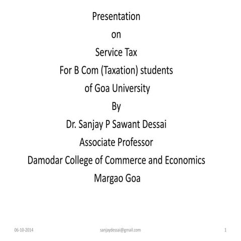 Presentation on Service Tax 